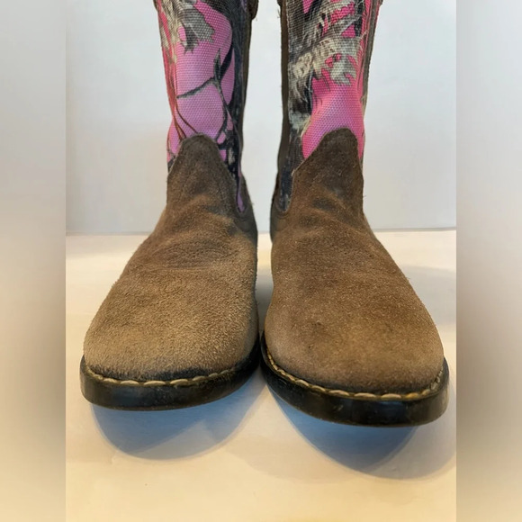 Masterson Boot Co Pink Camo Leather Western Cowboy Boots Girls Size 13 D - Picture 4 of 12